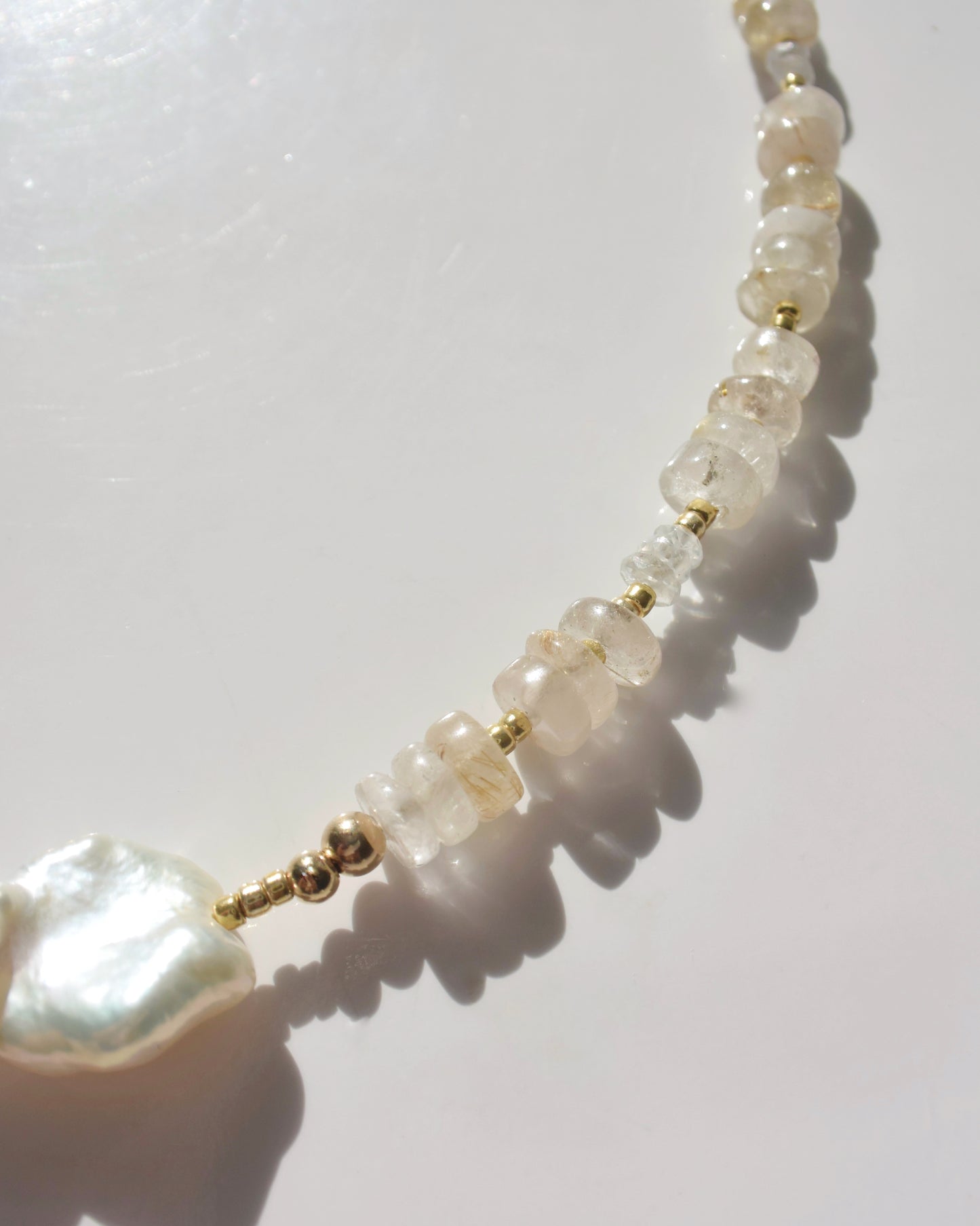 14KGF〈Earthing beads necklace〉Rutile quartz