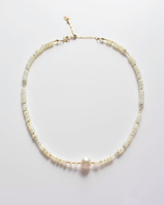 14KGF〈Earthing beads necklace〉MOP×Fresh water pearl