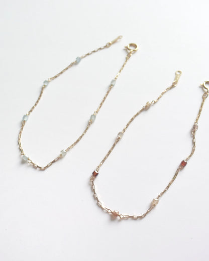 14KGF〈Station bracelet〉Brown zircon