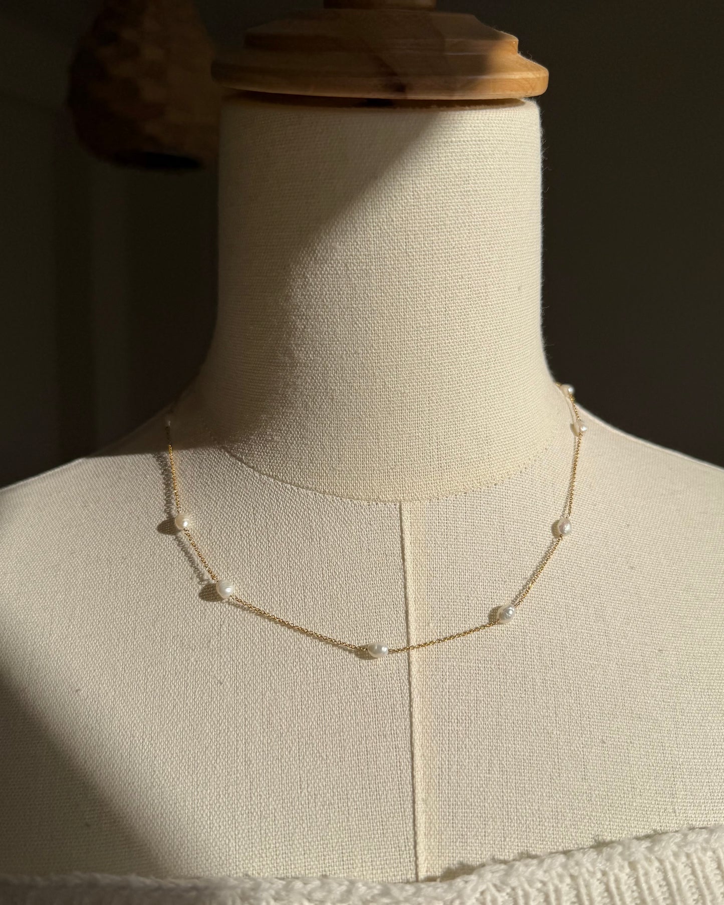 14KGF〈Station Necklace〉Fresh water pearl