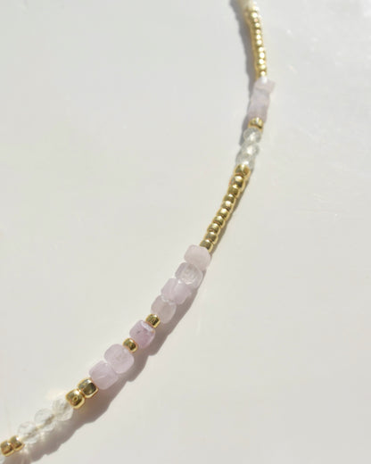 14KGF〈Earthing beads necklace〉Kunzite×MOP