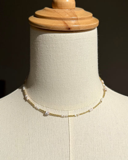 14KGF〈Earthing beads Necklace〉Shell×Pearl×Moonstone