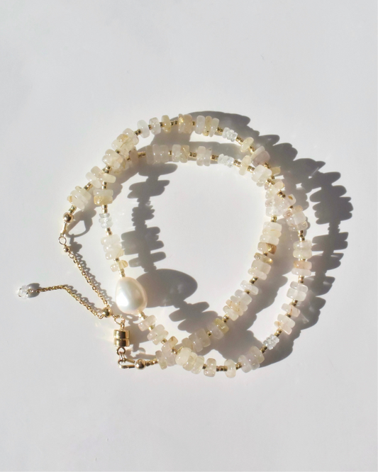 14KGF〈Earthing beads necklace〉Rutile quartz