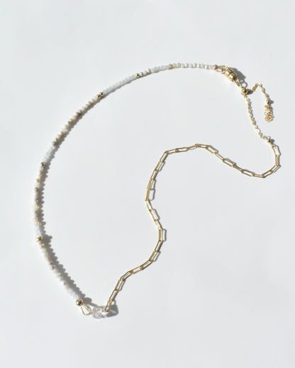 14KGF〈Herkimar diamond half chain 〉Necklace-Opal-