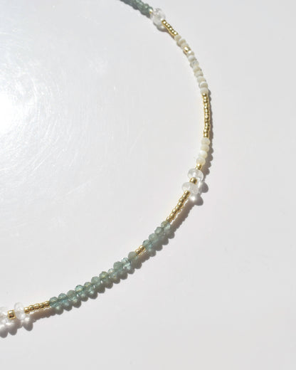 14KGF〈Earthing beads necklace〉Green apatite-A-