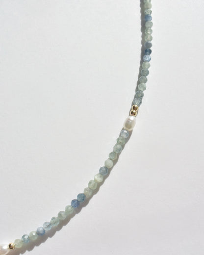 14KGF〈Earthing beads necklace〉Blue kyanite