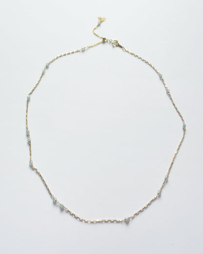 14KGF〈Station necklace〉Blue zircon