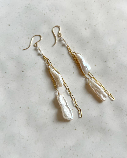 14KGF〈Fresh water pearl〉Earrings