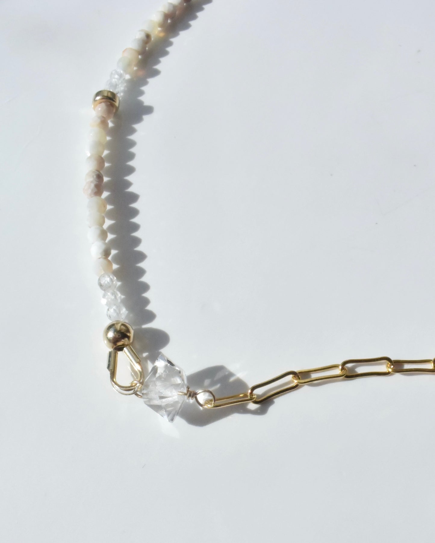 14KGF〈Herkimar diamond half chain 〉Necklace-Opal-