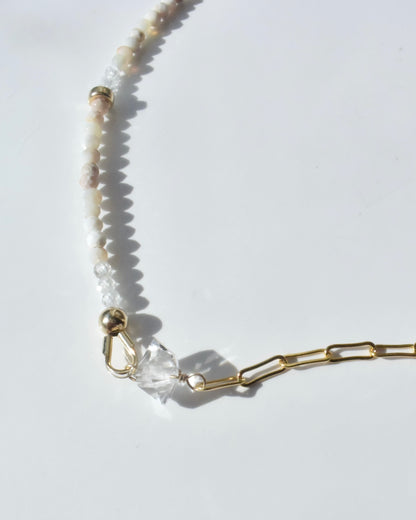 14KGF〈Herkimar diamond half chain 〉Necklace-Opal-