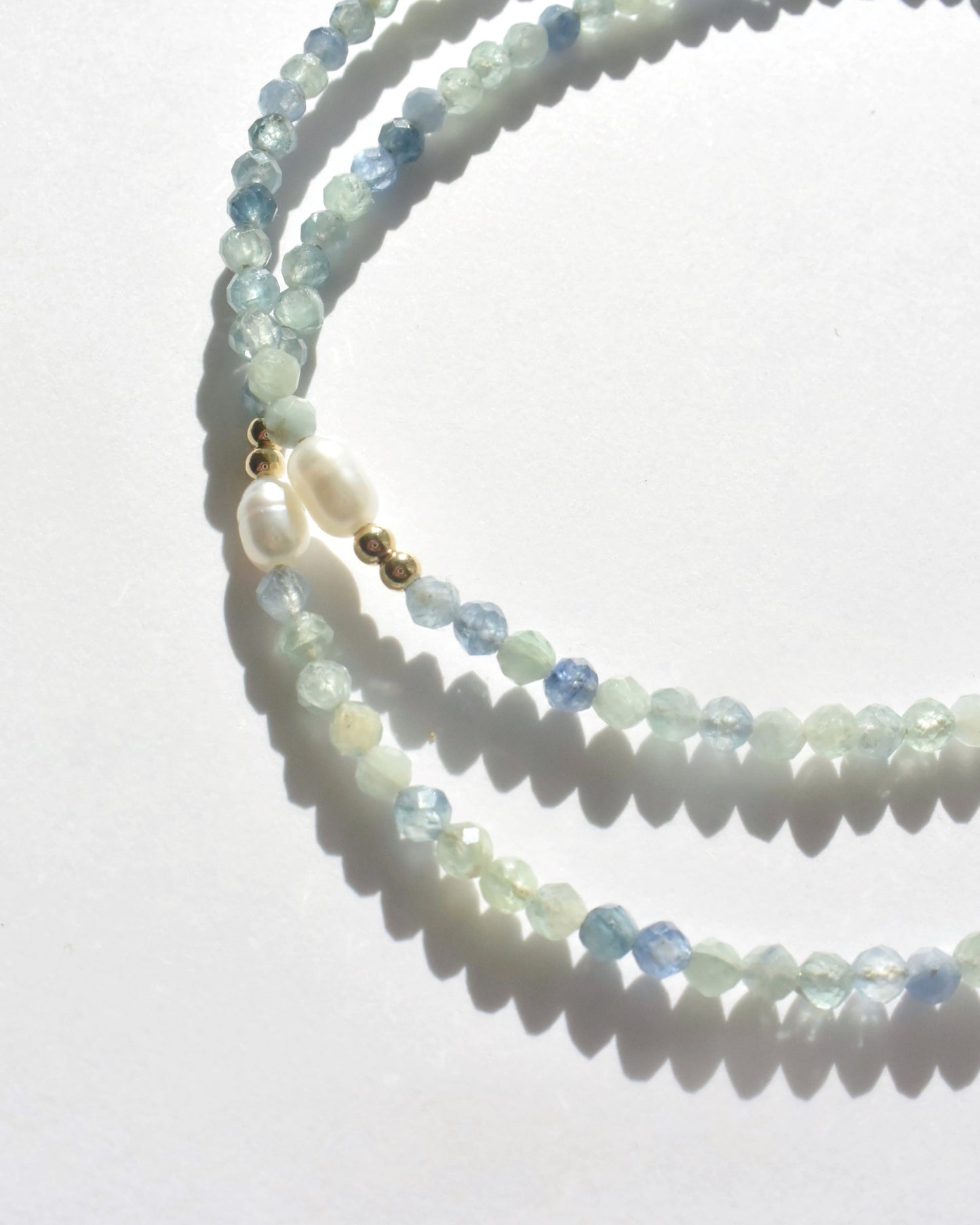 14KGF〈Earthing beads necklace〉Blue kyanite