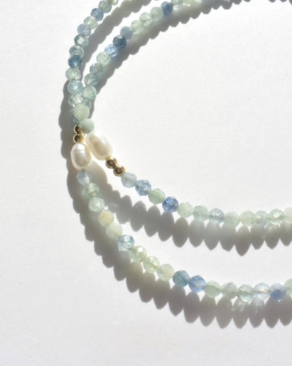 14KGF〈Earthing beads necklace〉Blue kyanite