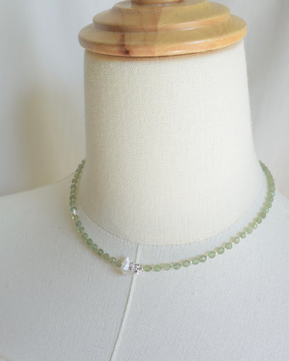 14KGF〈Earthing beads Necklace〉 Green apatite