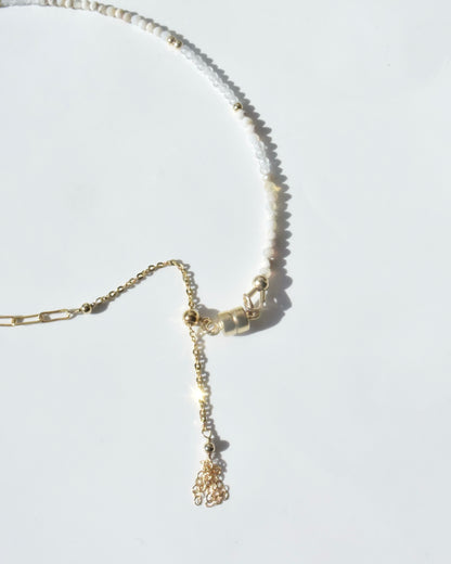 14KGF〈Herkimar diamond half chain 〉Necklace-Opal-