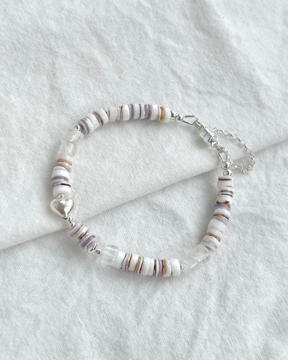 Silver〈Magnet bracelet〉Shell×Quartz