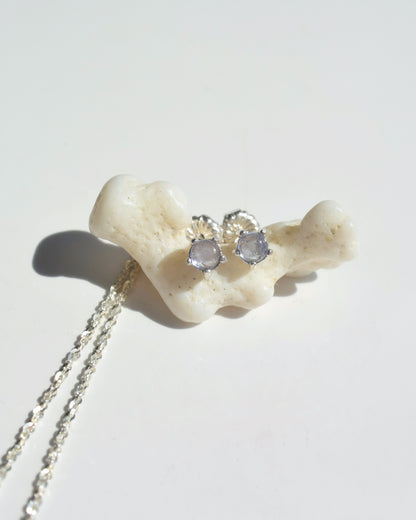 Silver〈Stone stud earrings〉-Tanzanite-