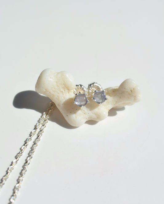 Silver〈Stone stud earrings〉-Tanzanite-