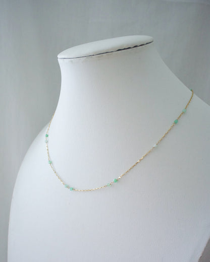 14KGF〈Station necklace〉Chrysoprase