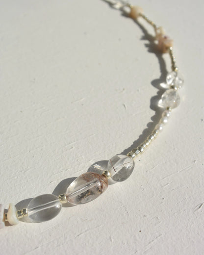 Silver〈Earthing beads necklace〉Rutile quartz&Opal
