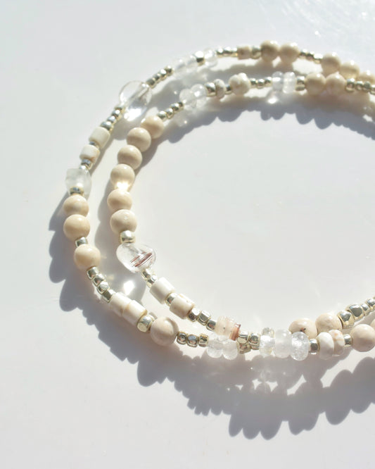 14KGF〈Earthing beads necklace〉River stone