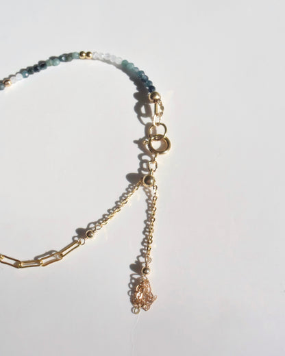 14KGF〈Herkimer diamond×Blue tourmaline〉Bracelet