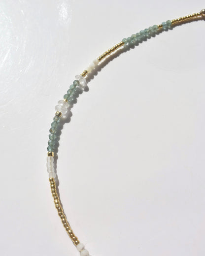 14KGF〈Earthing beads necklace〉Green apatite-A-