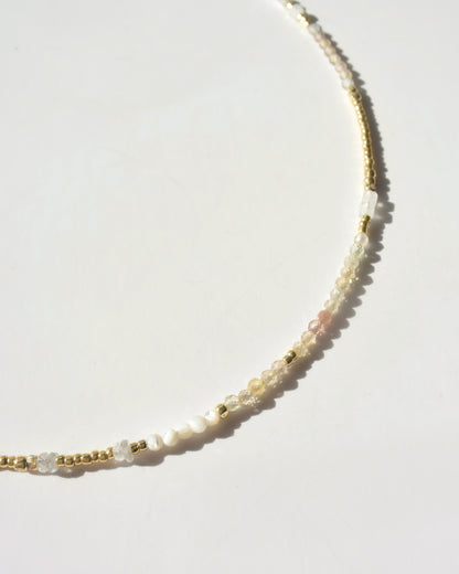 14KGF〈Earthing beads necklace〉Zircon