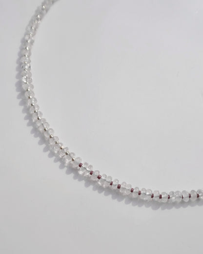 Silver〈Earthing beads necklace〉Crystal quartz