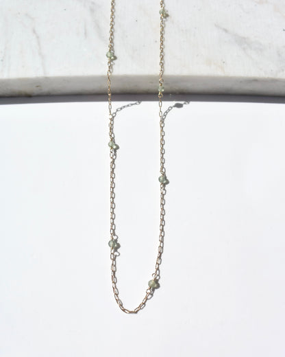 14KGF〈Station necklace〉Green apatite