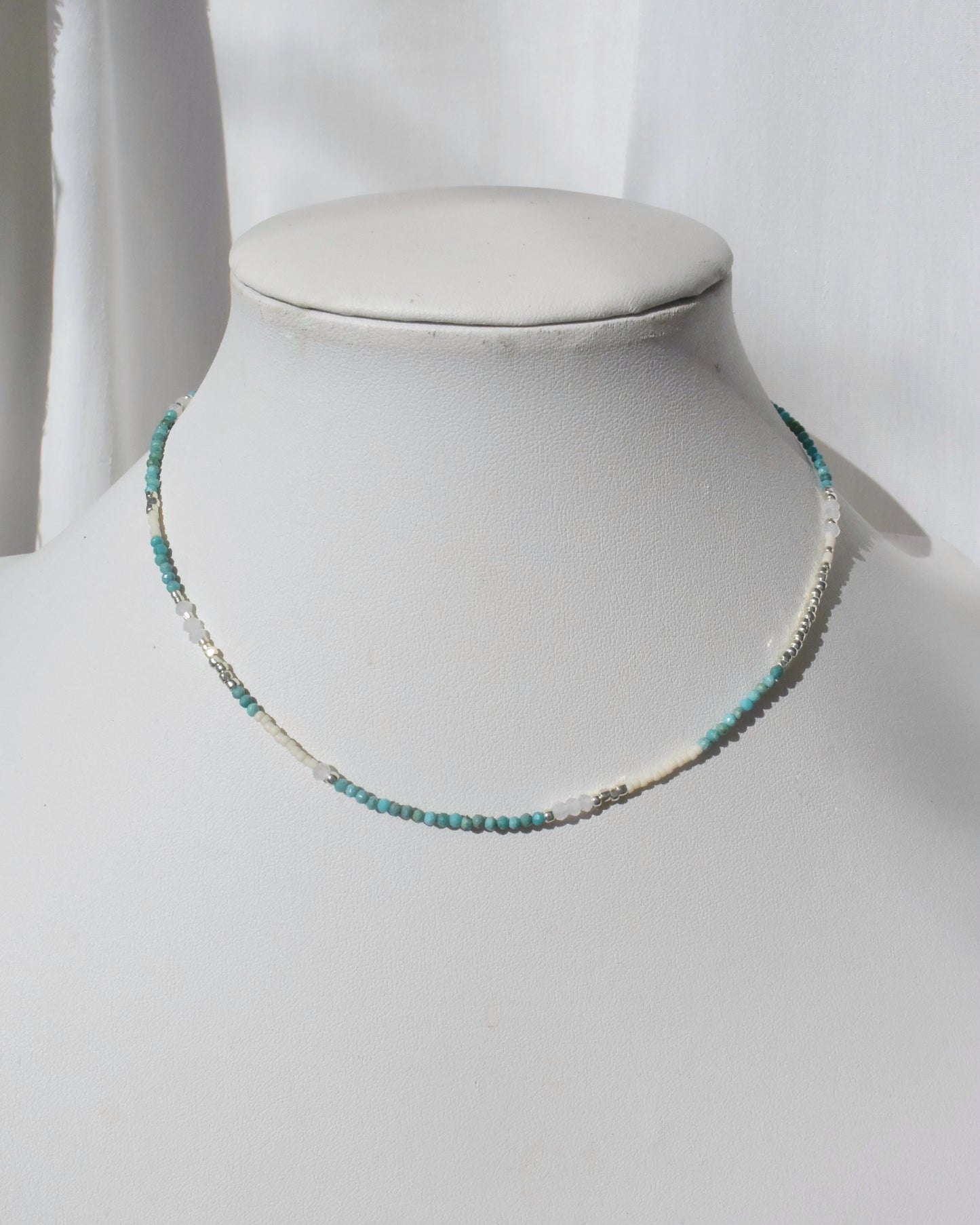 Silver〈Earthing beads Necklace〉Turquoise