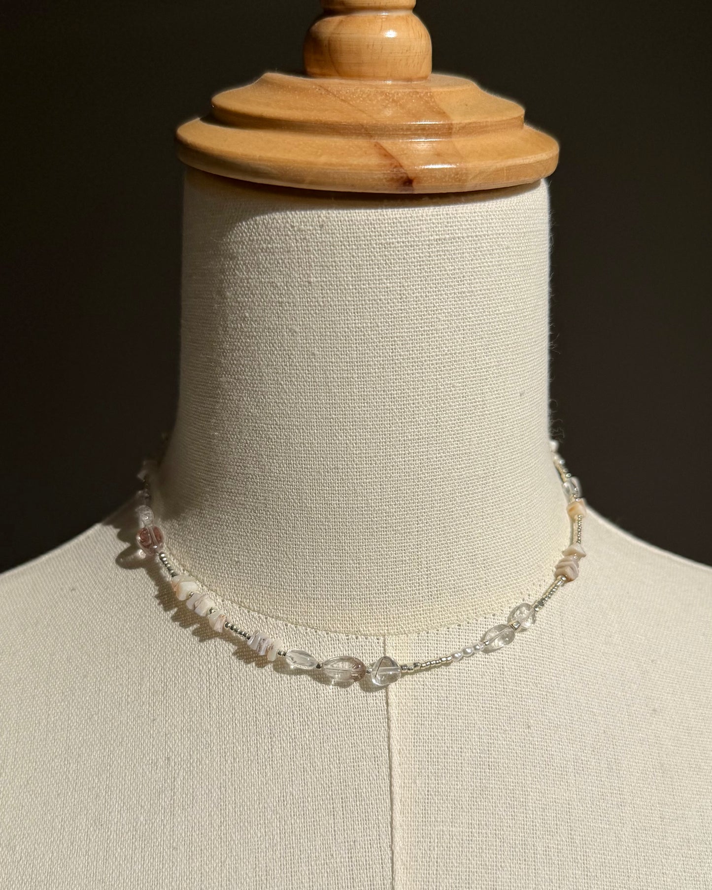 Silver〈Earthing beads necklace〉Rutile quartz&Opal