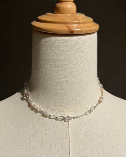 Silver〈Earthing beads necklace〉Rutile quartz&Opal