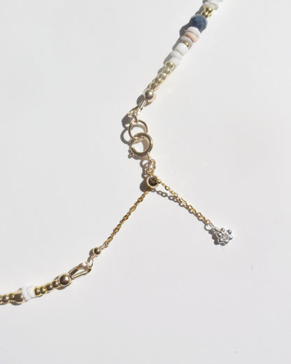 14KGF〈Earthing beads Necklace〉 Coral×White moonstone