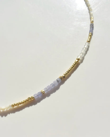 14KGF〈Earthing beads necklace〉Tanzanite×MOP