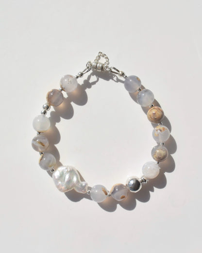 Silver〈Rounda-Bracelet-〉Blue Chalcedony