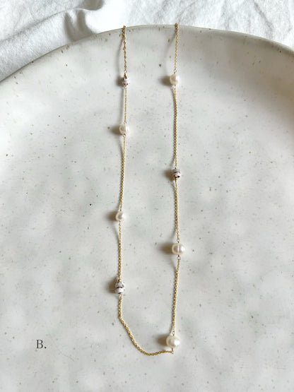 14KGF〈Station necklace〉Fresh water pearl