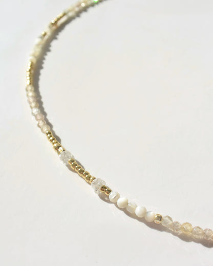 14KGF〈Earthing beads necklace〉Zircon