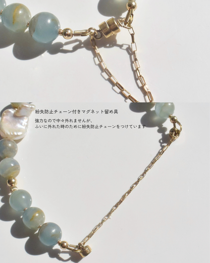 14KGF〈Rounda-Bracelet-〉Blue Calcite