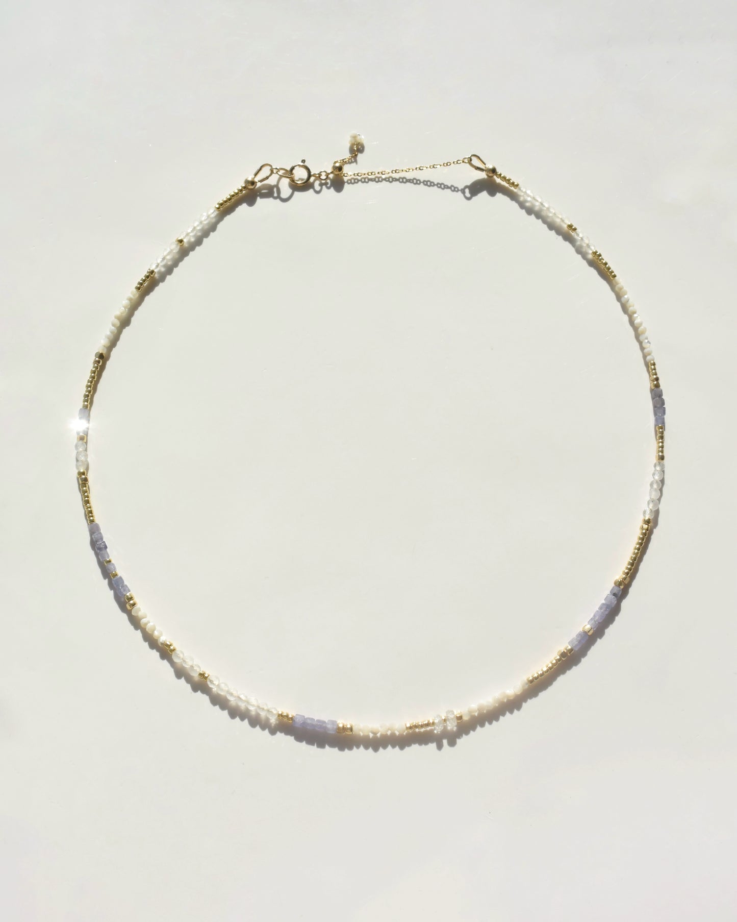 14KGF〈Earthing beads necklace〉Tanzanite×MOP