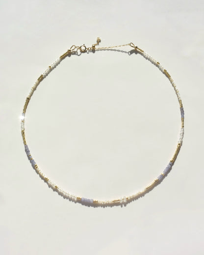 14KGF〈Earthing beads necklace〉Tanzanite×MOP