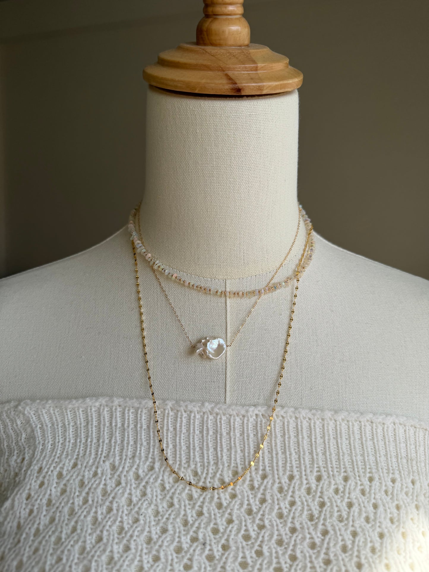 14KGF〈Earthing beads necklace〉Opal