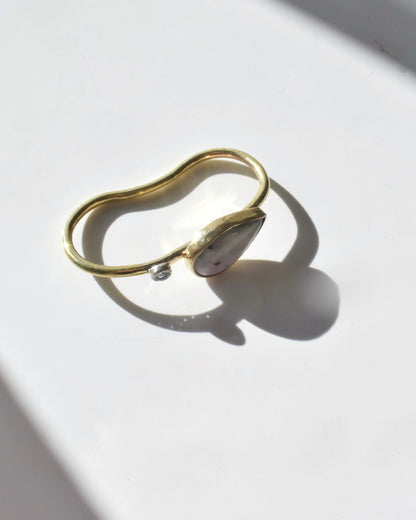 Brass＆Silver〈Two finger ring〉Hackmanite in matrix
