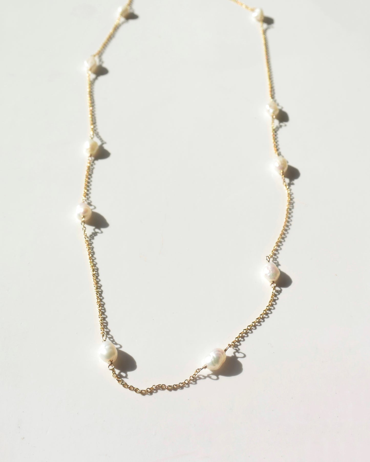 14KGF〈Station Necklace〉Fresh water pearl