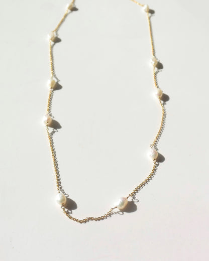 14KGF〈Station Necklace〉Fresh water pearl