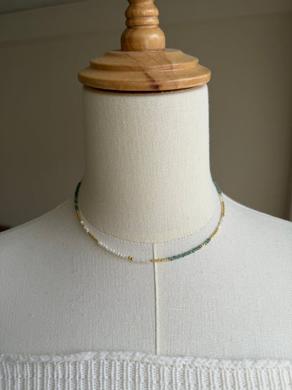14KGF〈Earthing beads necklace〉Green apatite-B-
