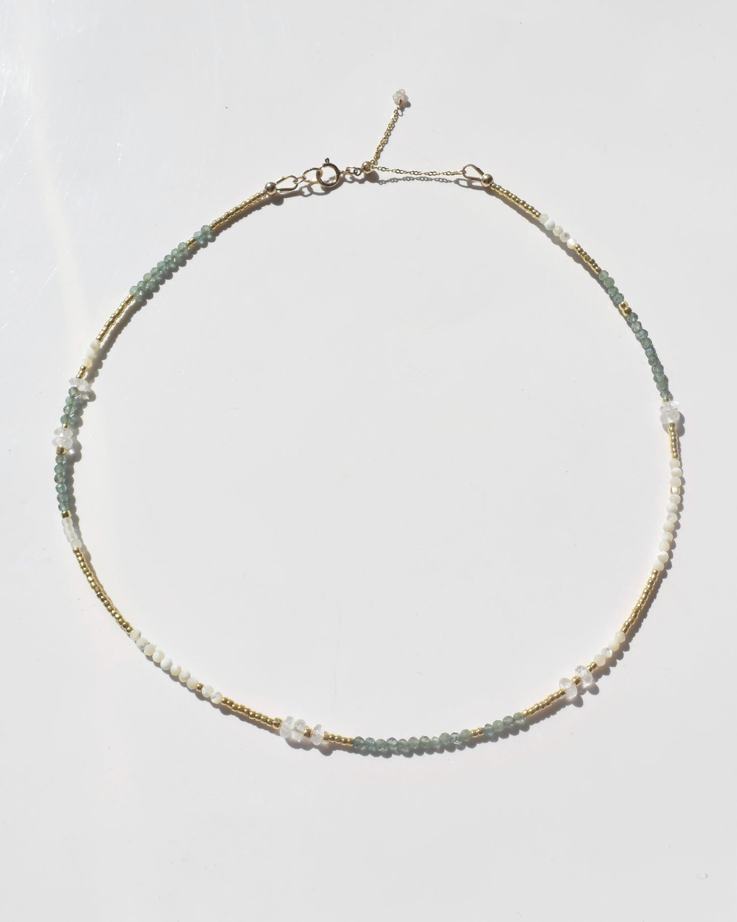 14KGF〈Earthing beads necklace〉Green apatite-A-