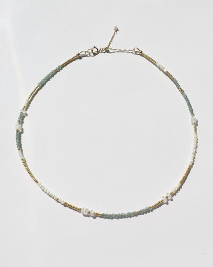 14KGF〈Earthing beads necklace〉Green apatite-A-