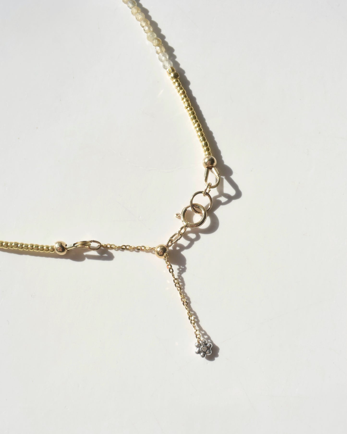 14KGF〈Earthing beads necklace〉Zircon