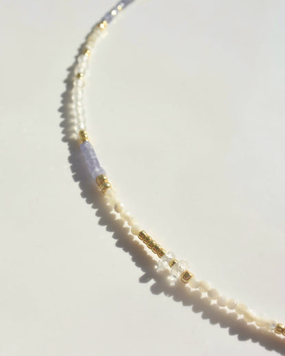 14KGF〈Earthing beads necklace〉Tanzanite×MOP
