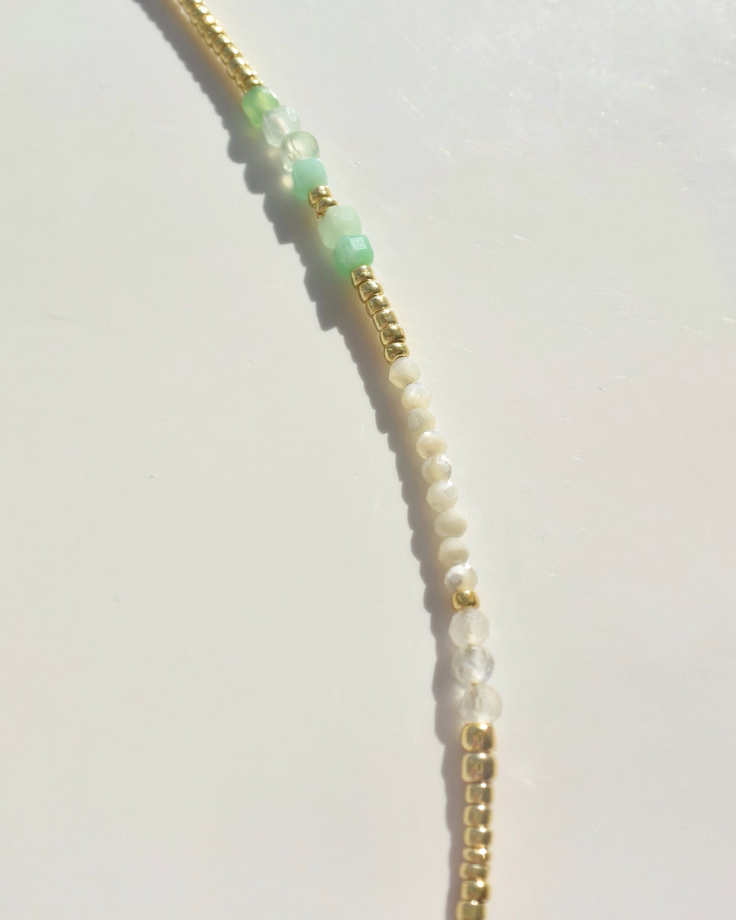 14KGF〈Earthing beads necklace〉Emerald×MOP